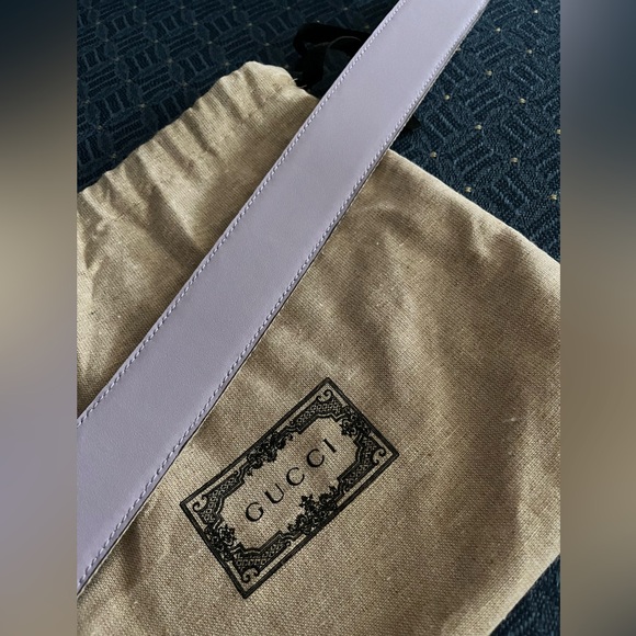 GUCCI GG PURPLE+BEIGE JUMBO CANVAS & LEATHER BELT Plus Size 105 + dust bag. - Picture 9 of 12